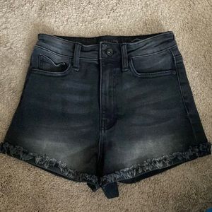 Black denim shorts